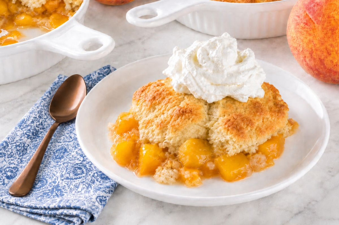 Peach Cobbler made with bourbon and topped with So Vanilla from Whipped Fusion